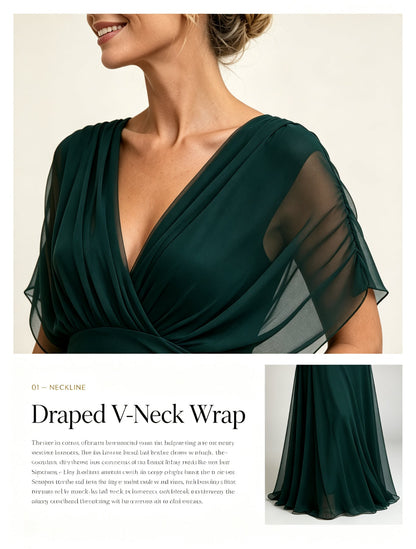 V-neck cold shoulder long dress