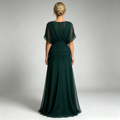 V-neck cold shoulder long dress