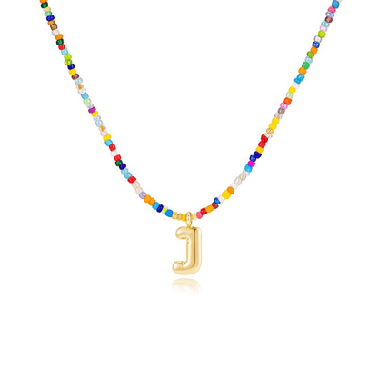 🌈 Letter Beaded Necklace for Women🔤A-Z