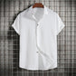 🔥Promotion - 49% Off💥-Men's Casual Loose Solid Color Button Up Short Sleeve Cotton Linen Shirt