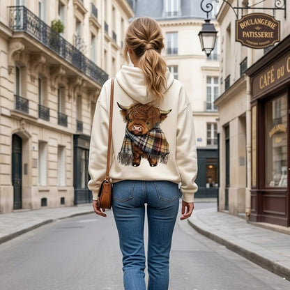 💖Cute Highland Cow Cozy Fleece-Lined Hooded Sweatshirt