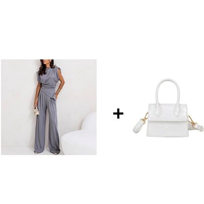 Women’s Elegant Solid Color Two-Piece Set