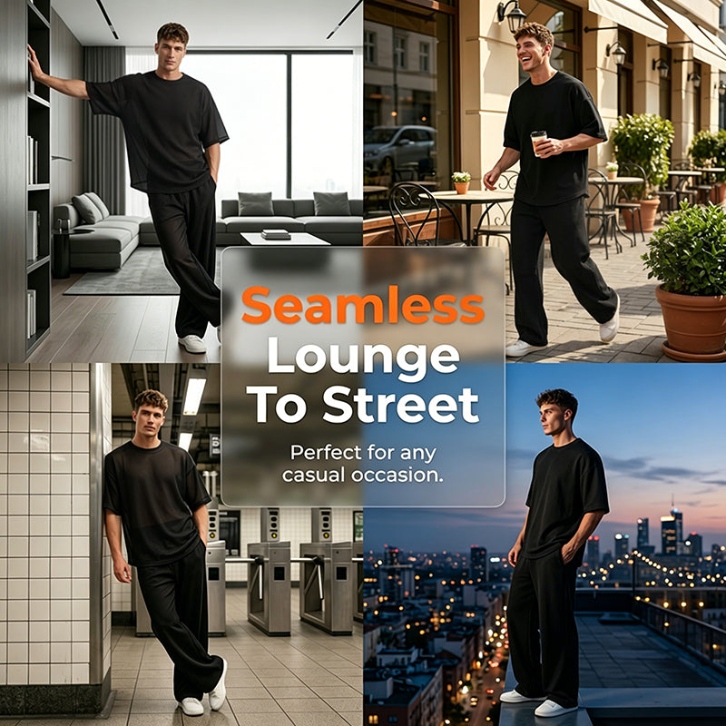 🥳SUMMER HOT SALE💥49% OFF! 🔥Men's T-Shirt & Wide-Leg Pants 2-Piece Set