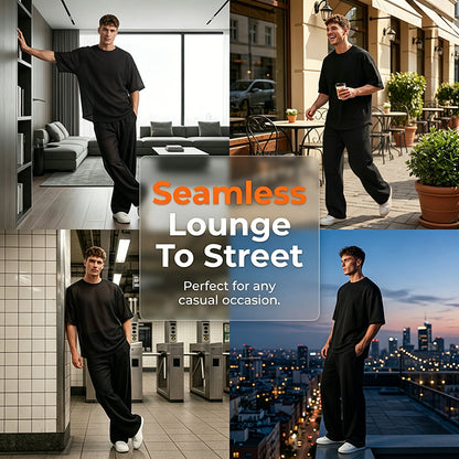 🥳SUMMER HOT SALE💥49% OFF! 🔥Men's T-Shirt & Wide-Leg Pants 2-Piece Set