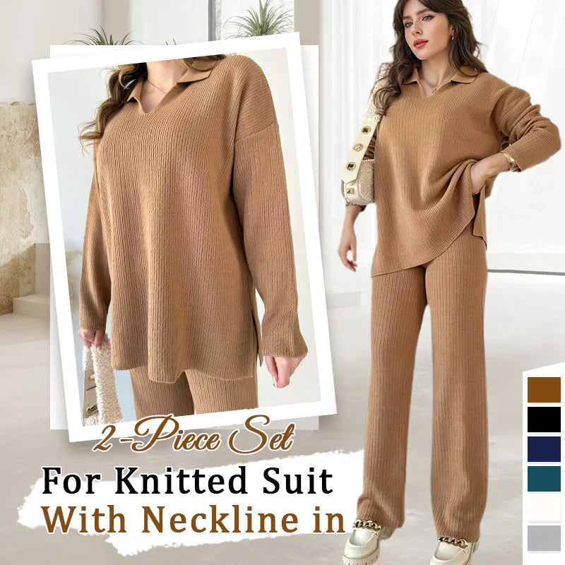 🔥V-Neck Casual Slit Knitted Two-Piece Set