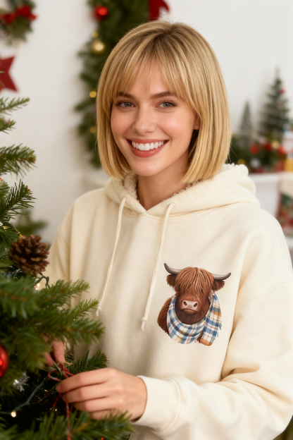 💖Cute Highland Cow Cozy Fleece-Lined Hooded Sweatshirt