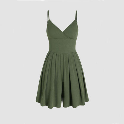 🌤️Summer Essential-Limited Time Low Price💕Women's Casual Adjustable  Plain Backless Wrap Cami Romper