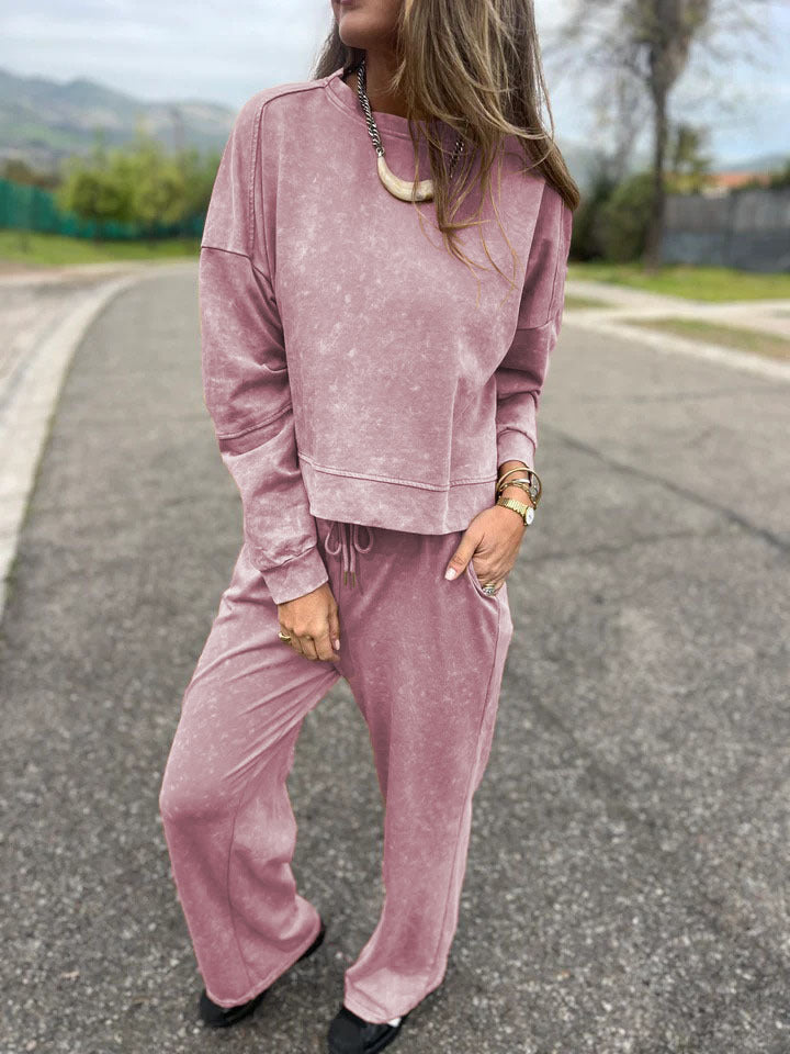 🍂Women's Crewneck Sweatshirt & Drawstring Pants Set