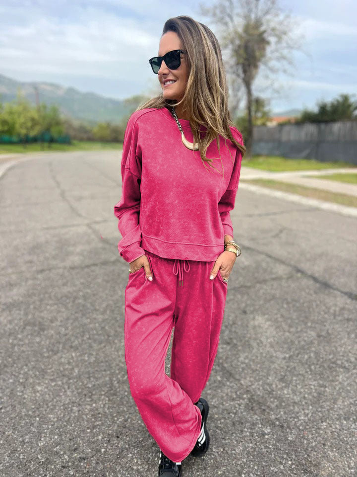 🍂Women's Crewneck Sweatshirt & Drawstring Pants Set