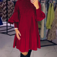 💥Limit Time 49% OFF💕 Women's Plus Size Lantern Sleeve Stand Collar Dress