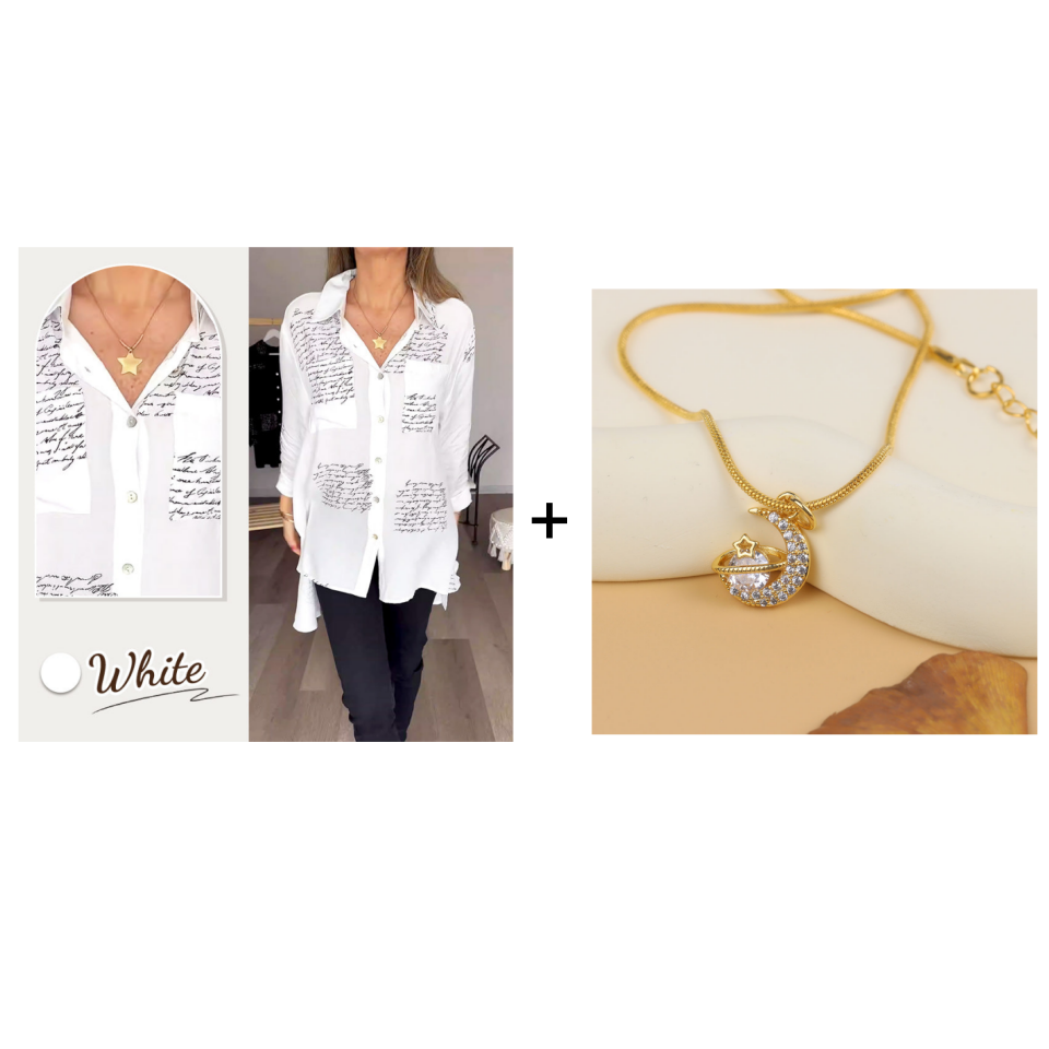 🎁Hot Sale 49%OFF💖Letter Print Fashion Lapel Shirt