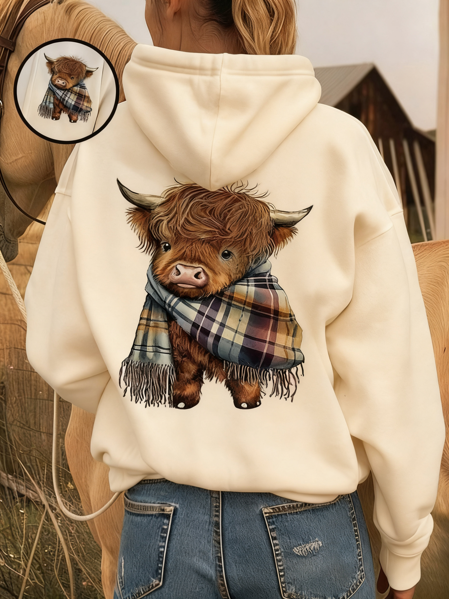💖Cute Highland Cow Cozy Fleece-Lined Hooded Sweatshirt