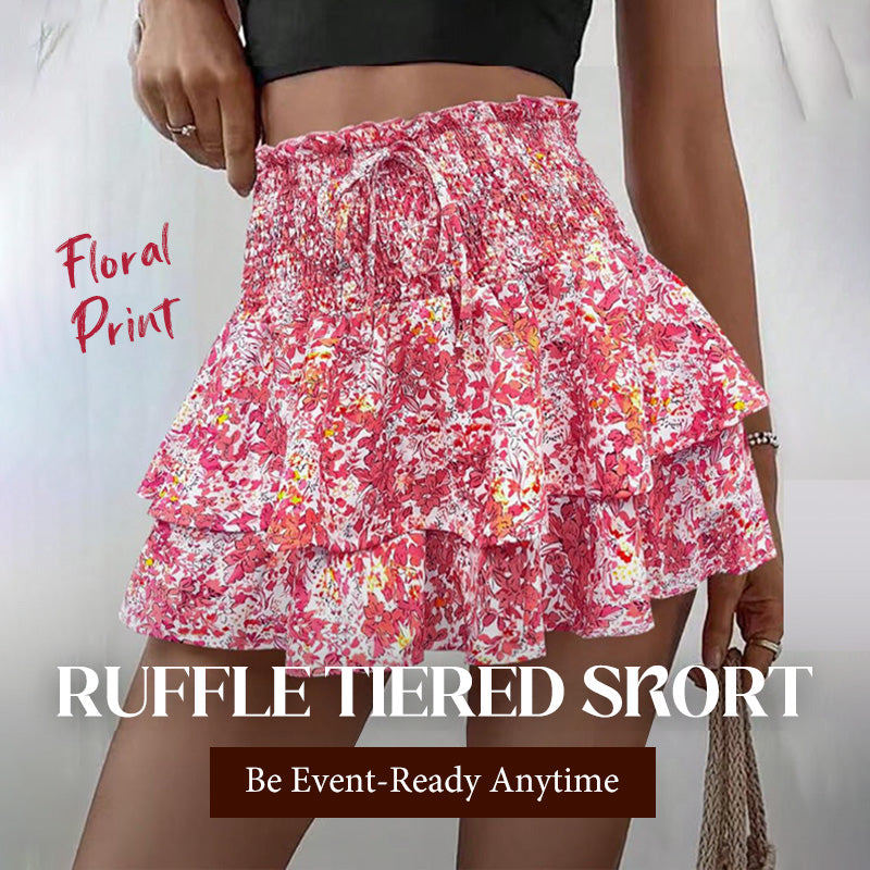💕Lightweight Slimming Floral Ruffle Tiered Skirt✨