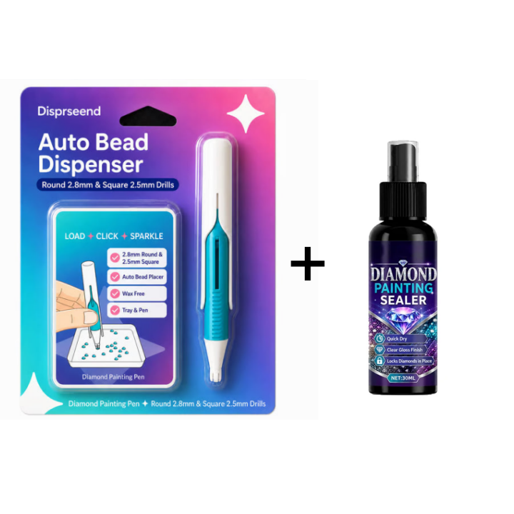 💎 Automatic Diamond Painting Bead Dispenser Pen & Tray Set