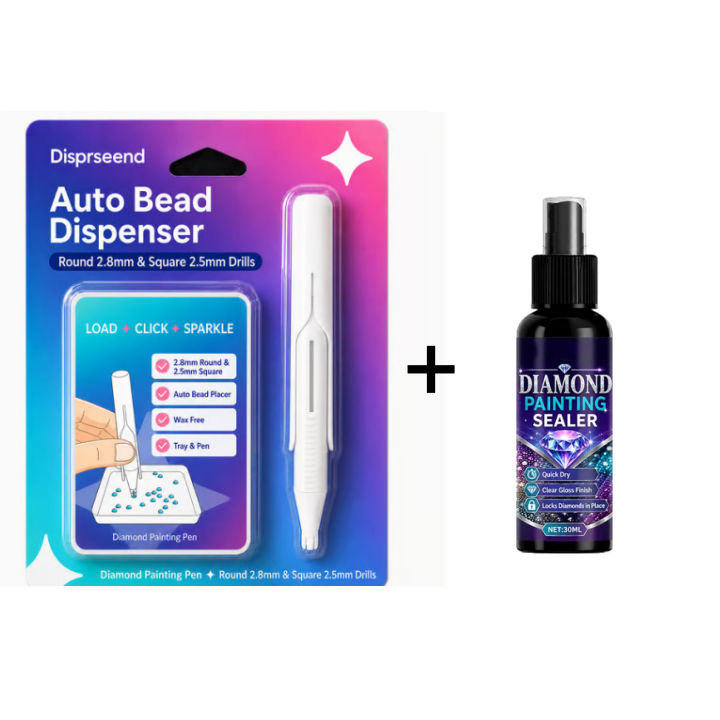 💎 Automatic Diamond Painting Bead Dispenser Pen & Tray Set