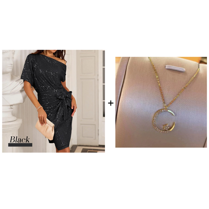💃Hot Sales - 49% OFF🎉Sparkly One-Shoulder Ruched Dress✨