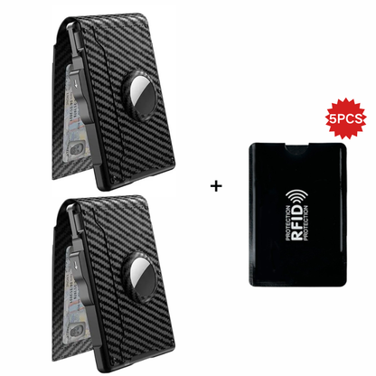 💼🔒Men's Slim RFID Blocking Aluminum Wallet – Pop-Up Card Holder with Money Clip & Dual ID Windows
