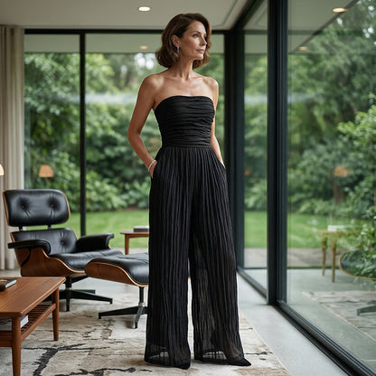 ⏳LAST DAY SALE 49% OFF💕Strapless Crinkle Wide-Leg Jumpsuit