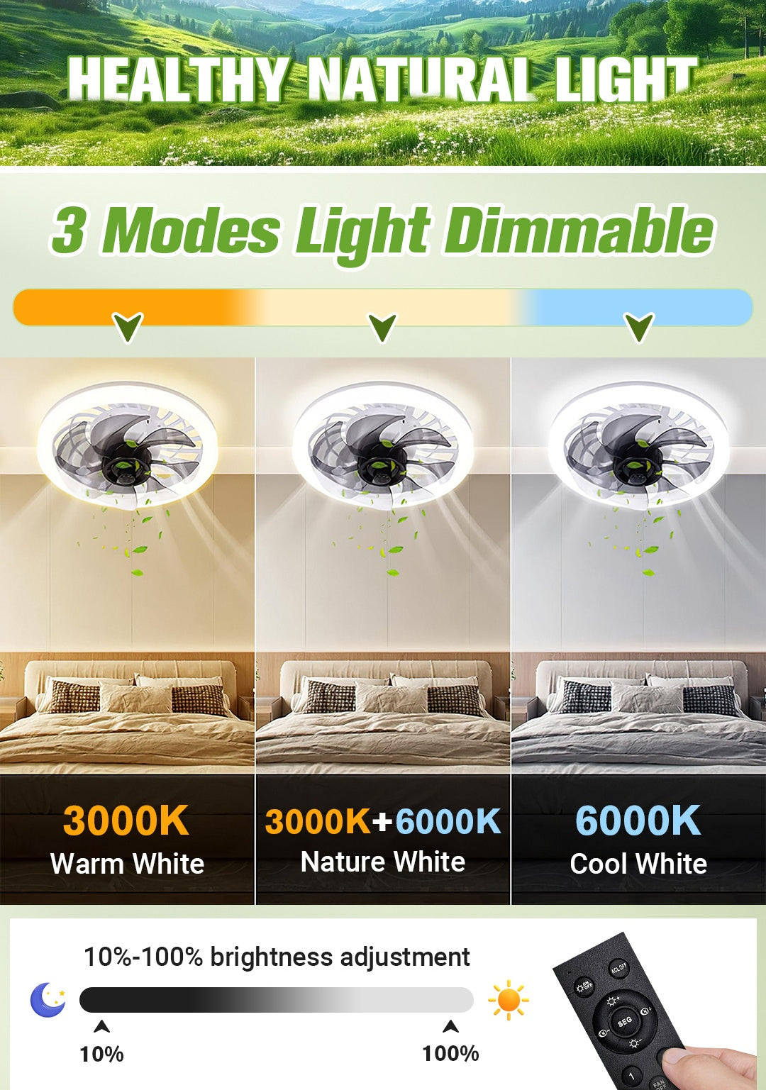 🍃2-in-1 Mute Adjustable Fan Light with Remote Control🌿