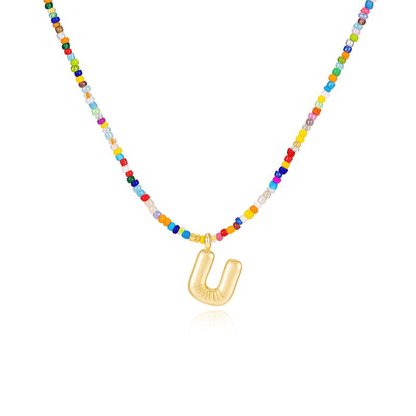 🌈 Letter Beaded Necklace for Women🔤A-Z