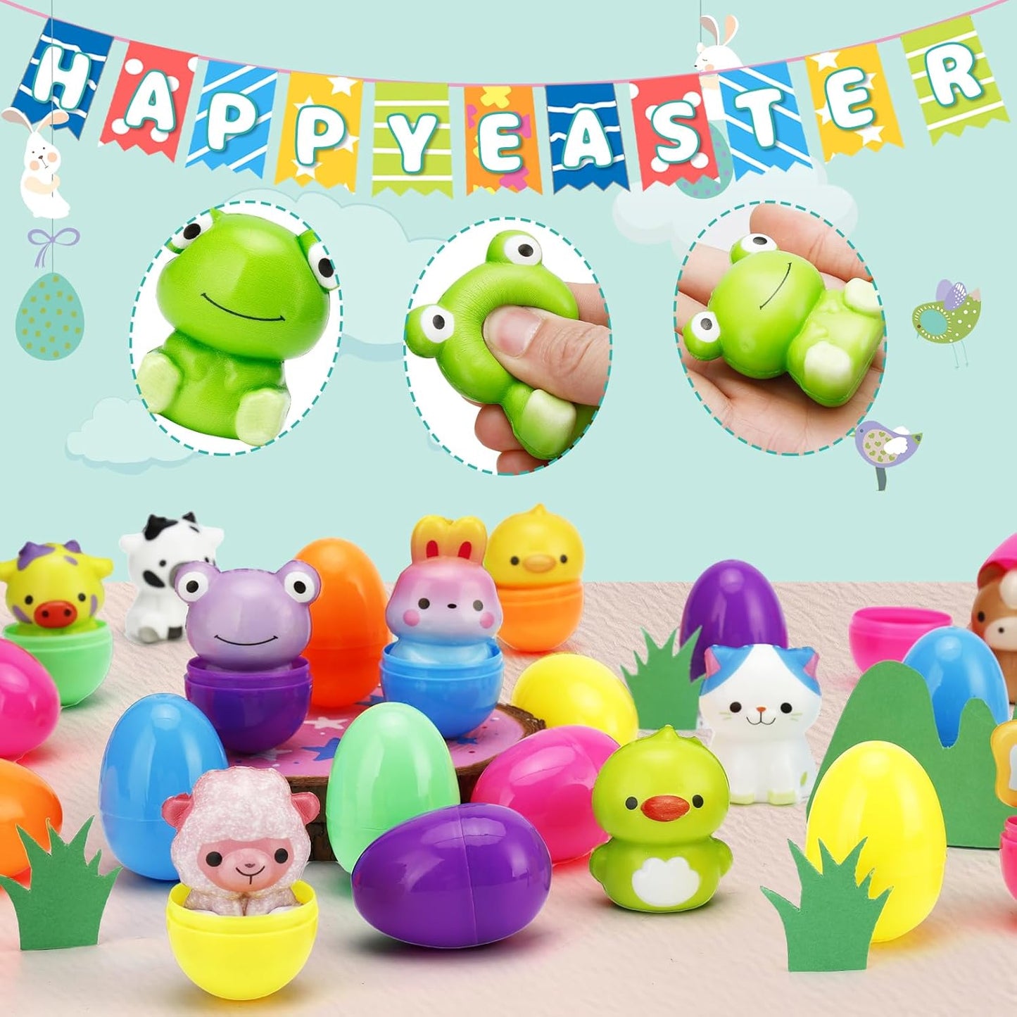 🔥Last Day Special Price ￡11.99!!⚡50K+ SOLD🎁12/24PCS Easter Eggs Prefilled Slow Rising Squishy Toys