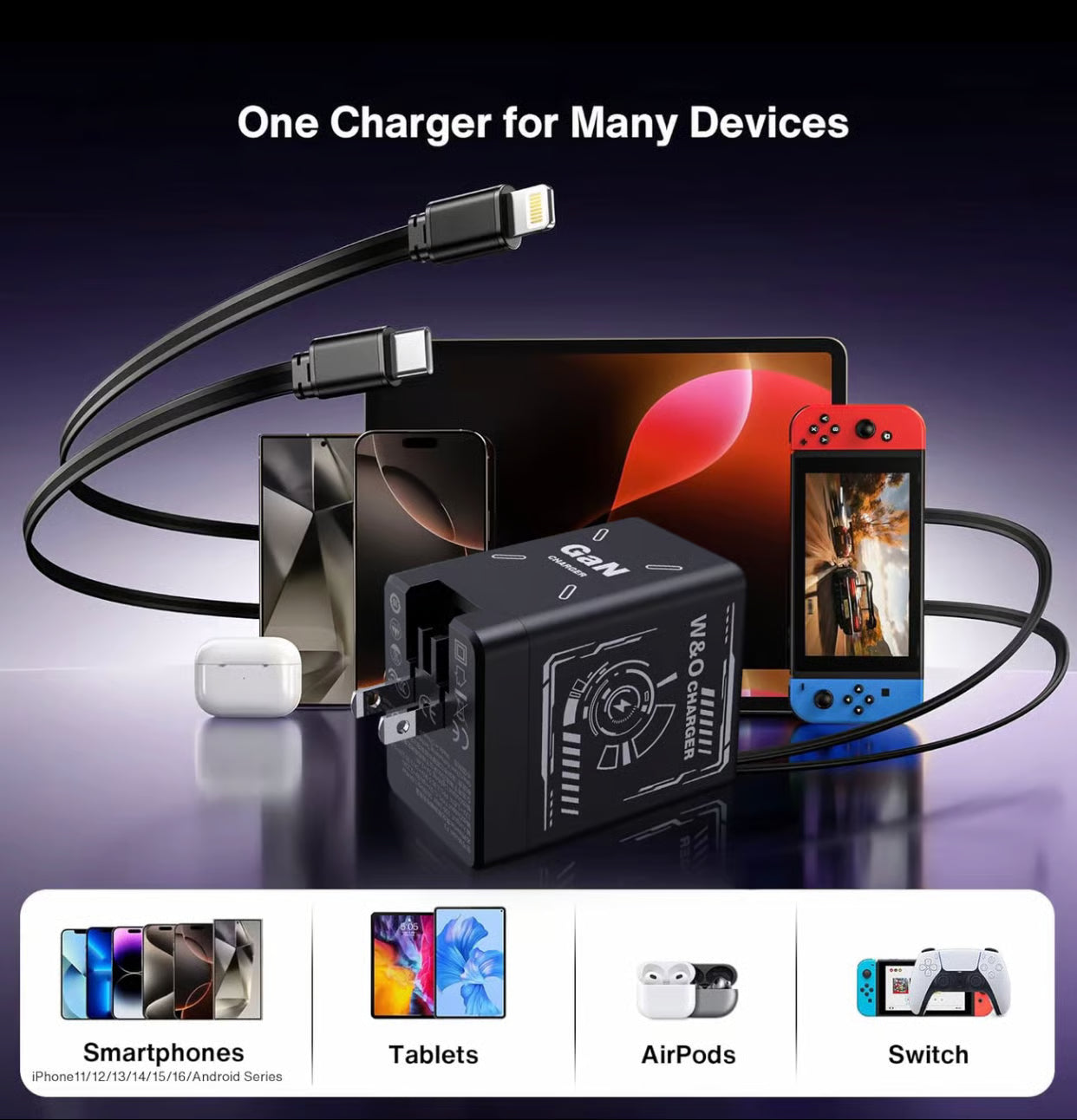 🔥W&O 2-in-1 GaN 20W Fast Charger, Best Gifts