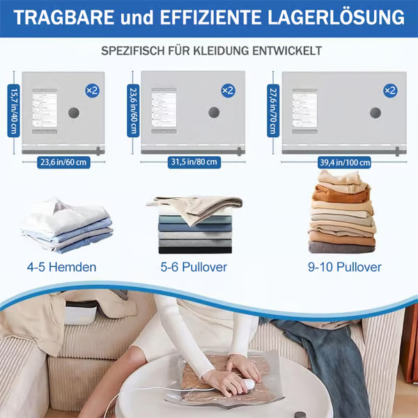 🔥Pack of 6 Compression Bags for USB Electric Vacuum Cleaner - Save Space, Travel Light!