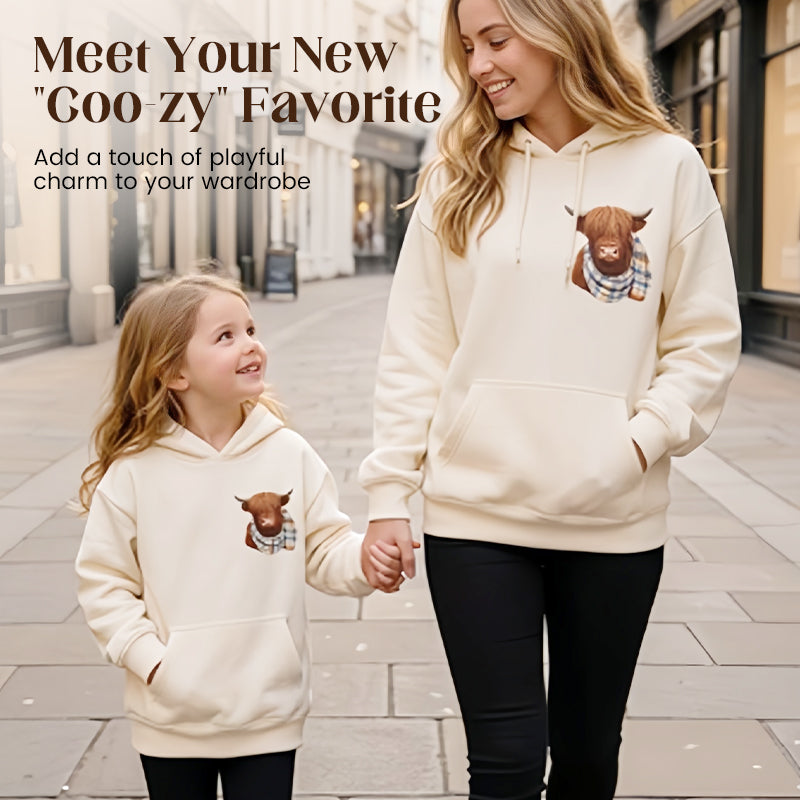 💖Cute Highland Cow Cozy Fleece-Lined Hooded Sweatshirt