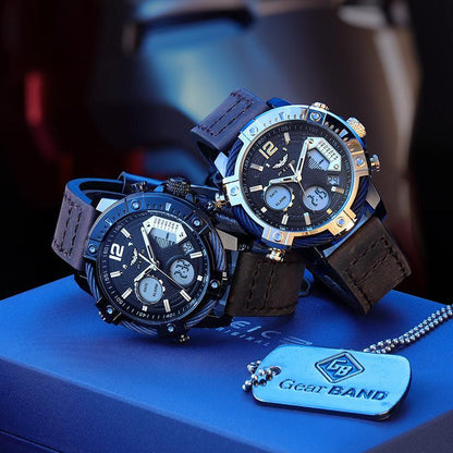 Multifunctional Dual Display 3ATM Waterproof Men's Quartz Sports Watch