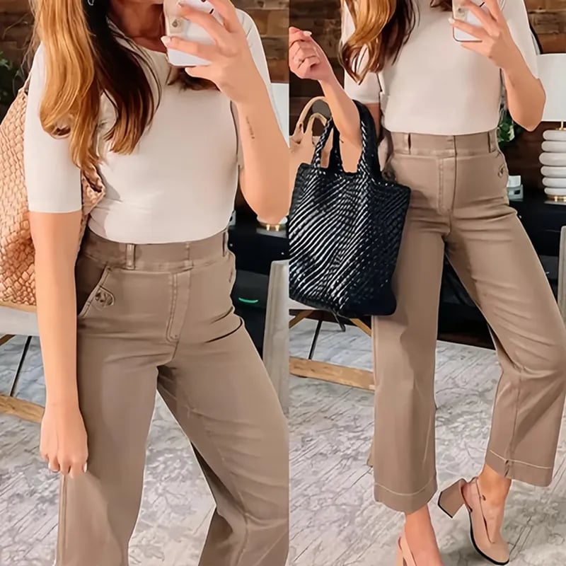 💥2025 HOT SALE💕Stretch Twill Cropped Wide Leg Pants