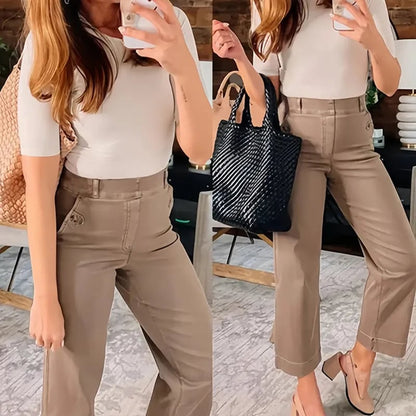 💥2025 HOT SALE💕Stretch Twill Cropped Wide Leg Pants