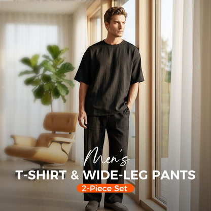 🥳SUMMER HOT SALE💥49% OFF! 🔥Men's T-Shirt & Wide-Leg Pants 2-Piece Set