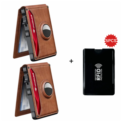 💼🔒Men's Slim RFID Blocking Aluminum Wallet – Pop-Up Card Holder with Money Clip & Dual ID Windows