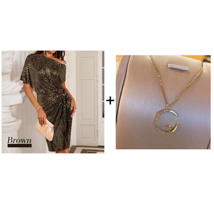 💃Hot Sales - 49% OFF🎉Sparkly One-Shoulder Ruched Dress✨