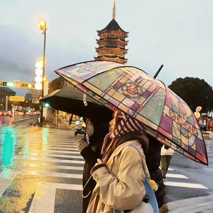 🔥Hot Sale 49% OFF💦 -Vintage Stained Glass Automatic Umbrella