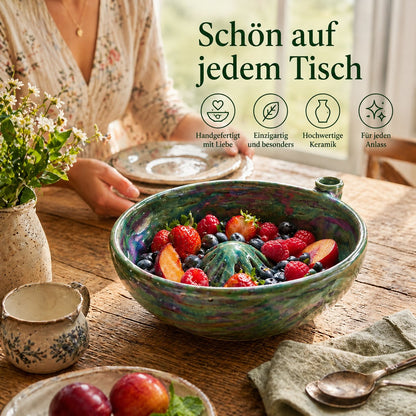 The original, handcrafted bowl with a swirling berry design – twisted, functional ceramic art
