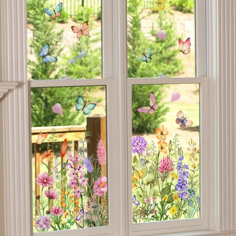 💐💞Colorful Floral Bouquet Window Sticker🖼️(Cut to size freely)