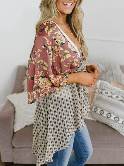 🌸Women's Floral Kimono Ruffle Sleeve Tie Cardigans Flowy Boho Loose Cover Ups