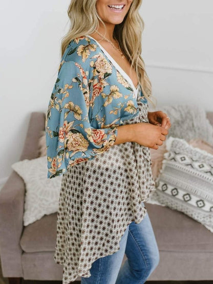 🌸Women's Floral Kimono Ruffle Sleeve Tie Cardigans Flowy Boho Loose Cover Ups