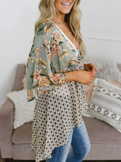 🌸Women's Floral Kimono Ruffle Sleeve Tie Cardigans Flowy Boho Loose Cover Ups
