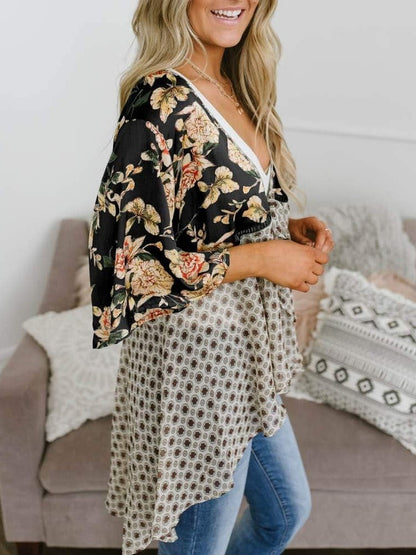 🌸Women's Floral Kimono Ruffle Sleeve Tie Cardigans Flowy Boho Loose Cover Ups