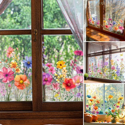 💐💞Colorful Floral Bouquet Window Sticker🖼️(Cut to size freely)