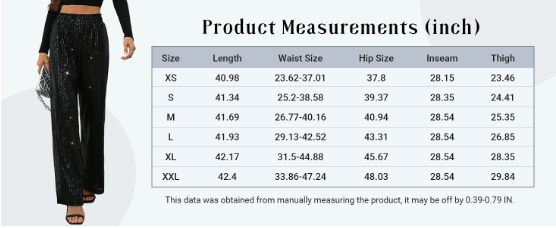 📢📢50 % OFF !!🎅Women's Sequin Sparkle Wide Leg Pants with Elastic Waistband