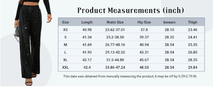 📢📢50 % OFF !!🎅Women's Sequin Sparkle Wide Leg Pants with Elastic Waistband