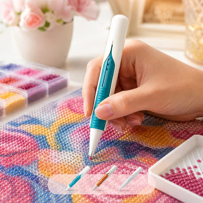 💎 Automatic Diamond Painting Bead Dispenser Pen & Tray Set