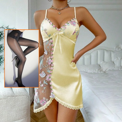 💥Hot Sales-49% OFF💖FLORAL LACE OPEN BACK SATIN NIGHTGOWN