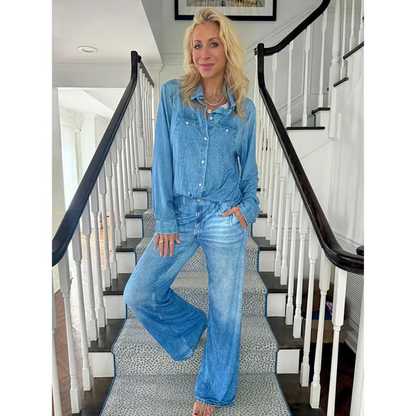 🌙 Denim Dreams Pajama Set – Cozy Fit, Soft Denim‑Look Loungewear for All Night Comfort 🌟
