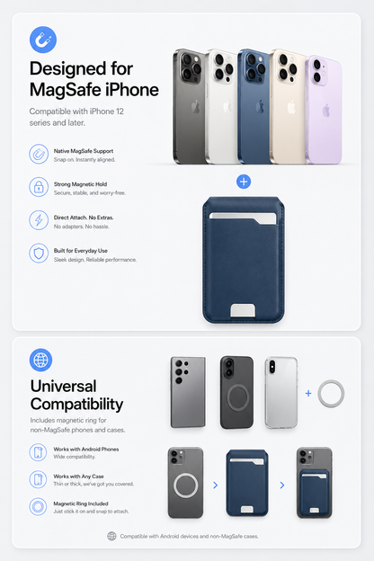 🔥50K+ SOLD!🔥Smart MagSafe Wallet Made of Genuine Nappa Leather – with Apple Find My™ & Google Find Hub™, RFID Protection, and Wireless Charging.