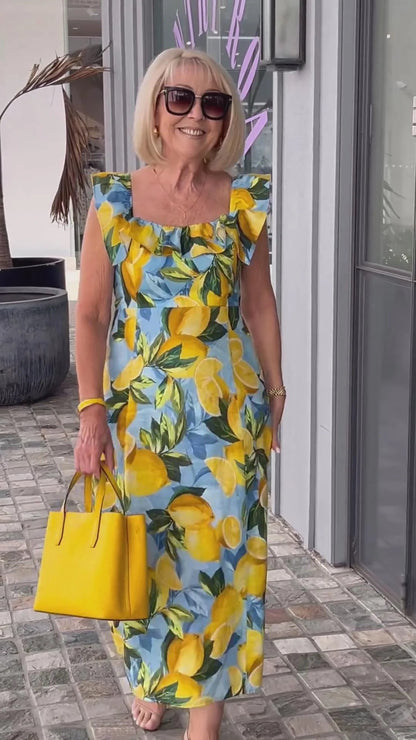 🔥Promotion - 49% discount🍋Plus Size Lemon Print Tunic Dress