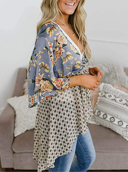 🌸Women's Floral Kimono Ruffle Sleeve Tie Cardigans Flowy Boho Loose Cover Ups